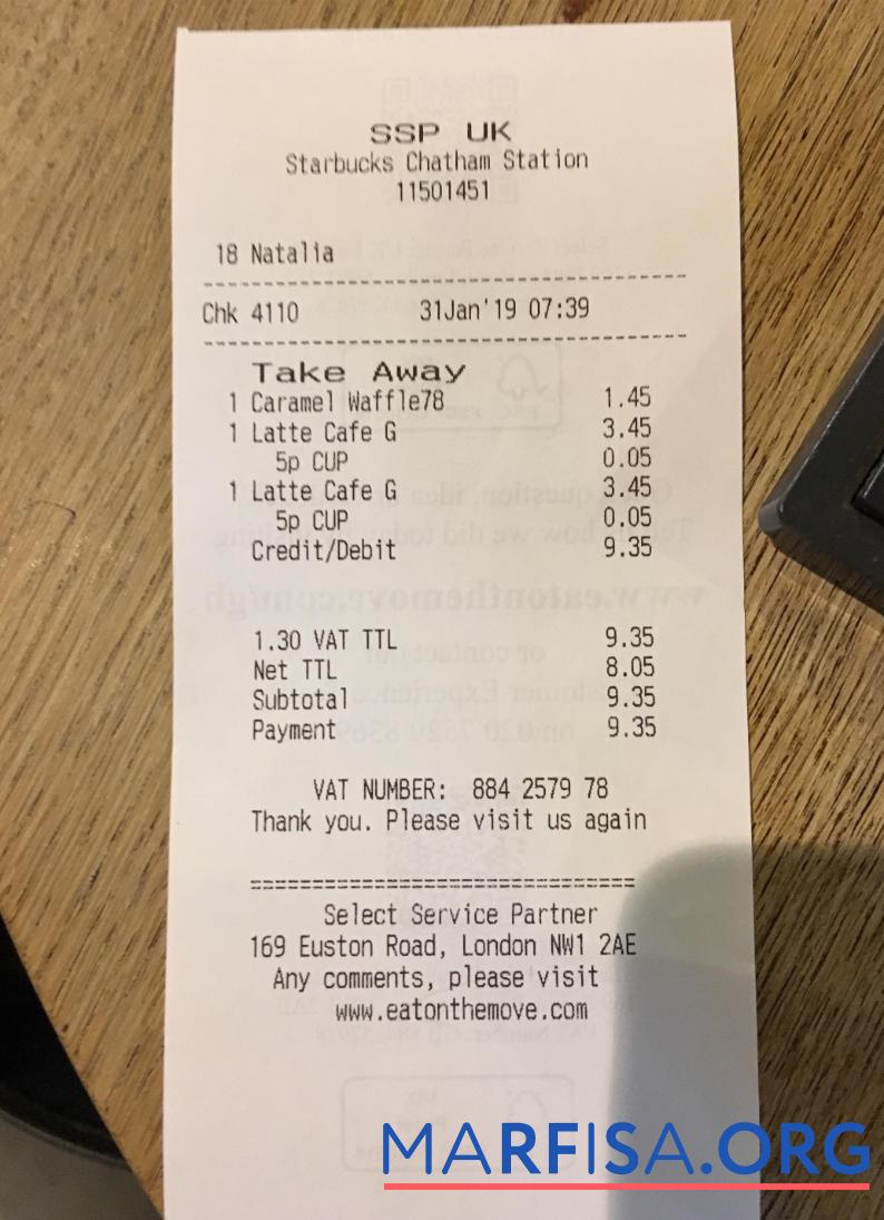 Blank Starbucks company payment check template